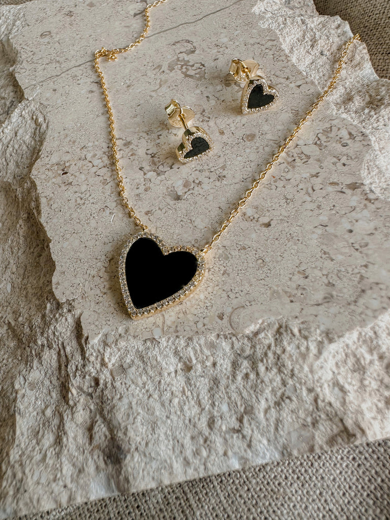 Black onyx necklace and earring set on sale