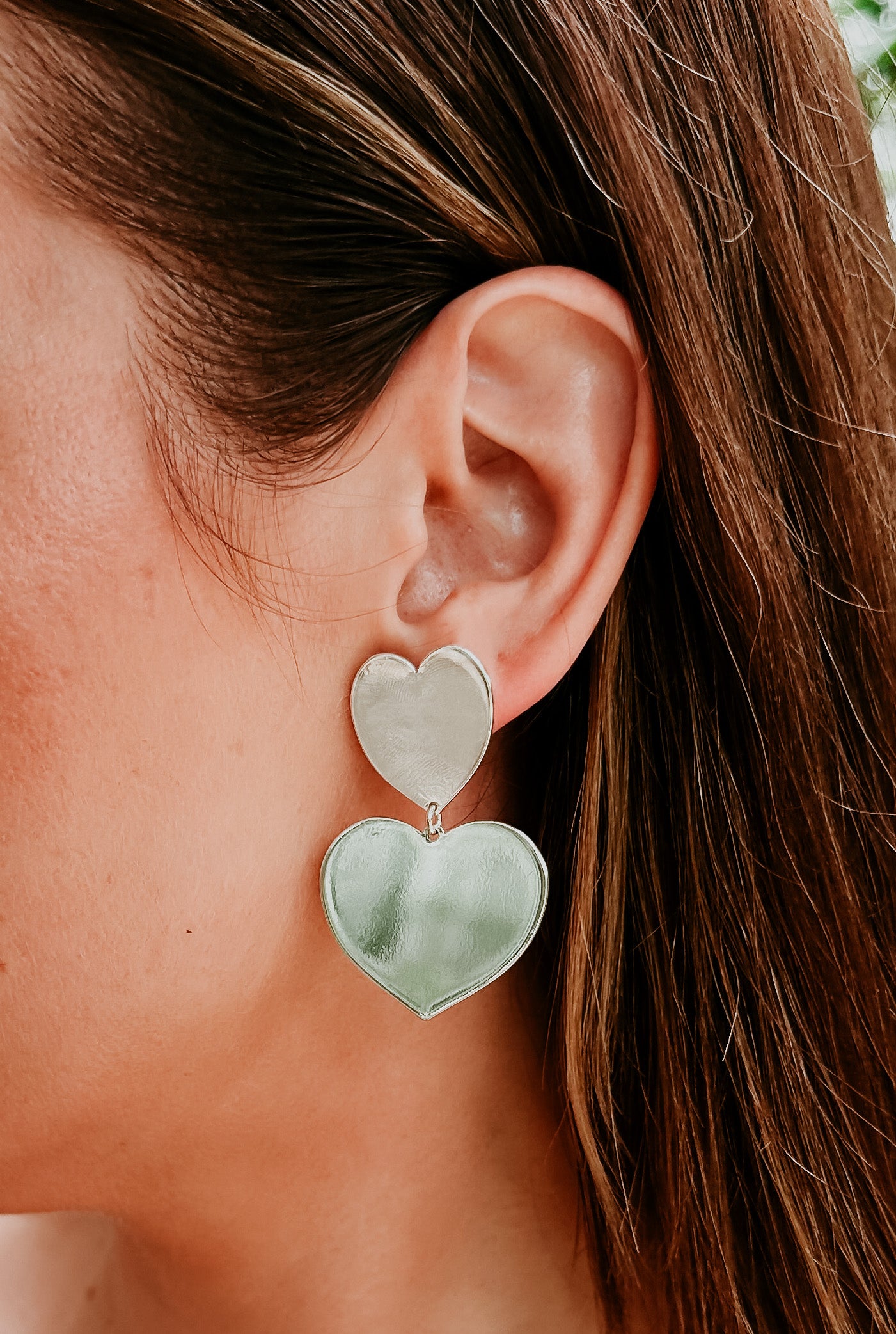 Double Heart Earrings Silver Jugar N Spice